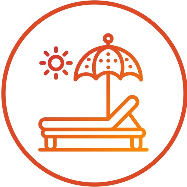 Diseño vectorial del estilo del icono de la cama de sol