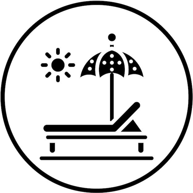 Diseño vectorial del estilo del icono de la cama de sol