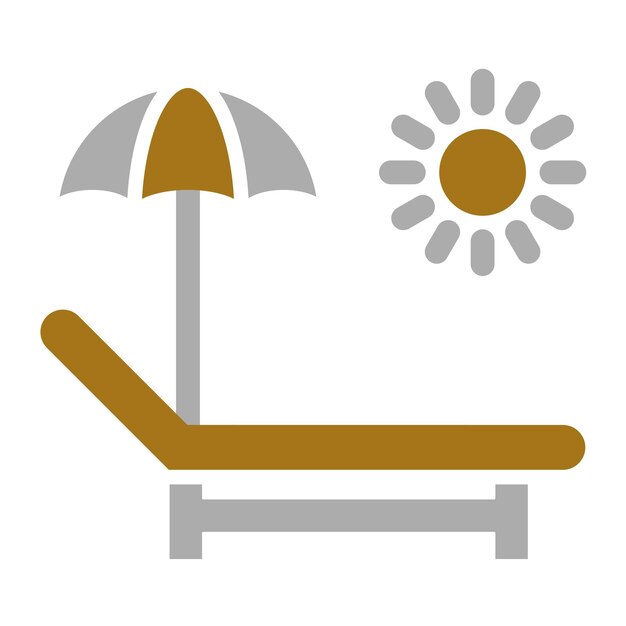 Diseño vectorial del estilo del icono de la cama de sol