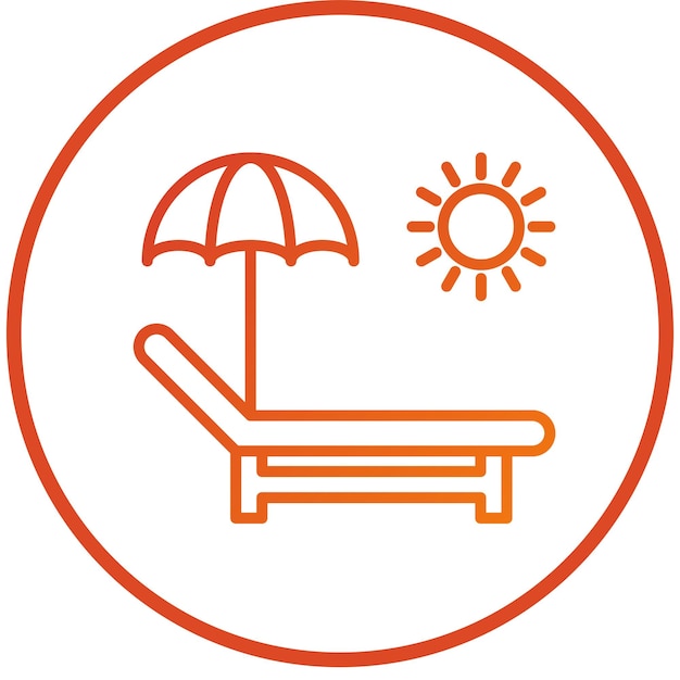 Diseño vectorial del estilo del icono de la cama de sol