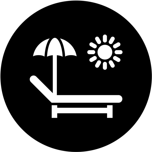 Diseño vectorial del estilo del icono de la cama de sol