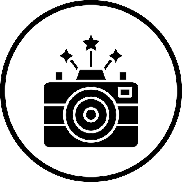 Diseño vectorial Estilo del icono de la cámara de Año Nuevo