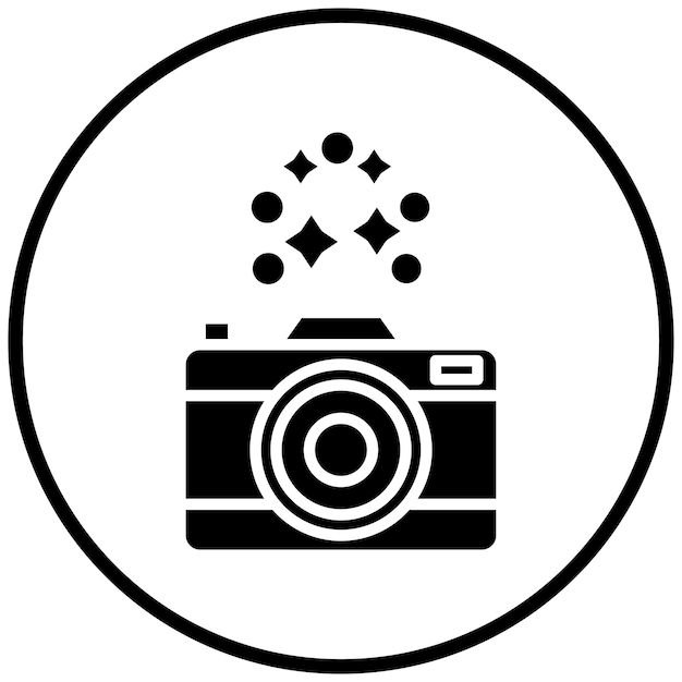 Diseño vectorial Estilo del icono de la cámara de Año Nuevo