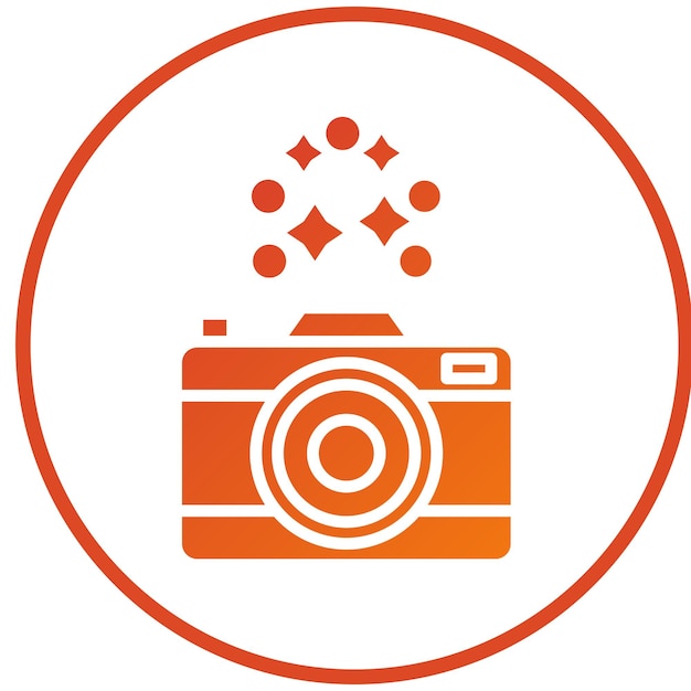 Diseño vectorial Estilo del icono de la cámara de Año Nuevo
