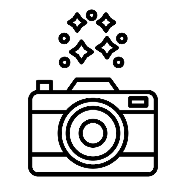 Diseño vectorial Estilo del icono de la cámara de Año Nuevo