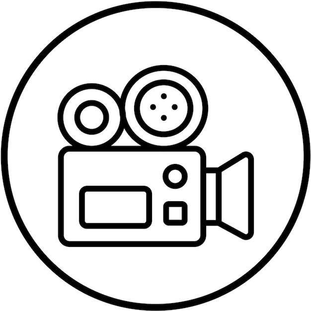 Diseño vectorial del estilo del icono de la cámara de película