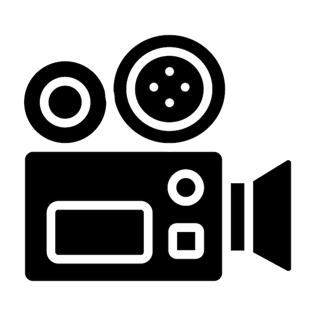 Diseño vectorial del estilo del icono de la cámara de película