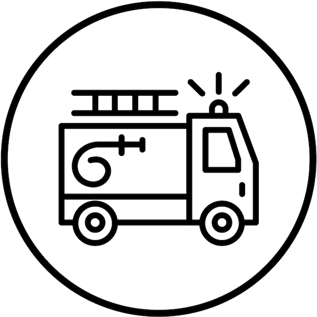 Diseño vectorial del estilo del icono del camión de bomberos