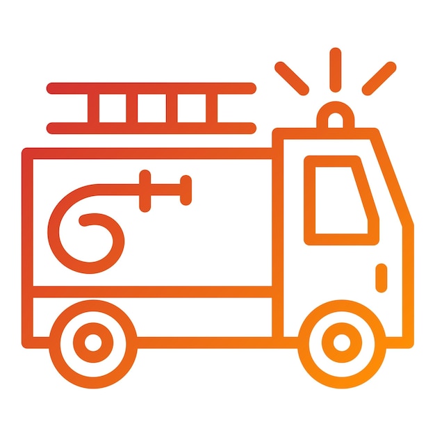 Diseño vectorial del estilo del icono del camión de bomberos