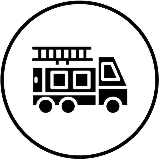 Diseño vectorial del estilo del icono del camión de bomberos