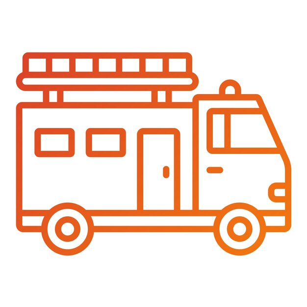 Diseño vectorial del estilo del icono del camión de bomberos