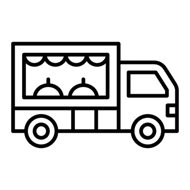 Diseño vectorial del estilo del icono del camión de comida