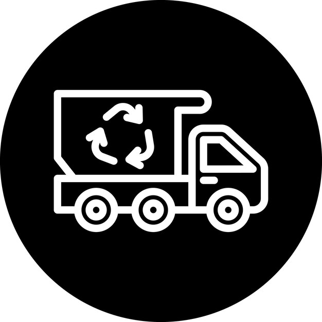 Diseño vectorial Estilo del icono del camión de reciclaje