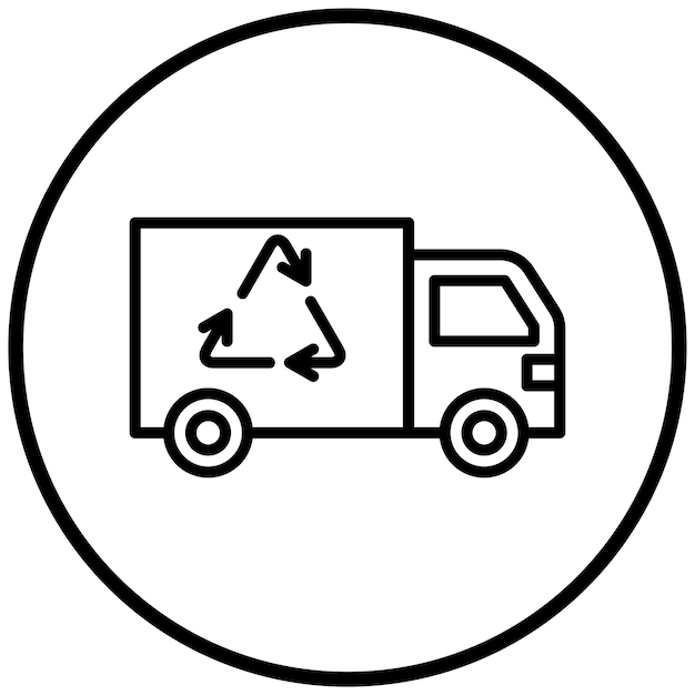 Diseño vectorial Estilo del icono del camión de reciclaje