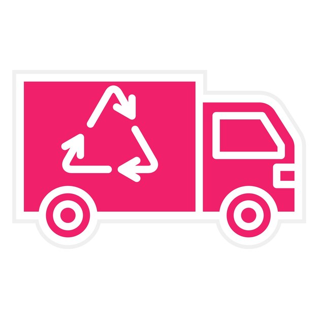 Diseño vectorial Estilo del icono del camión de reciclaje