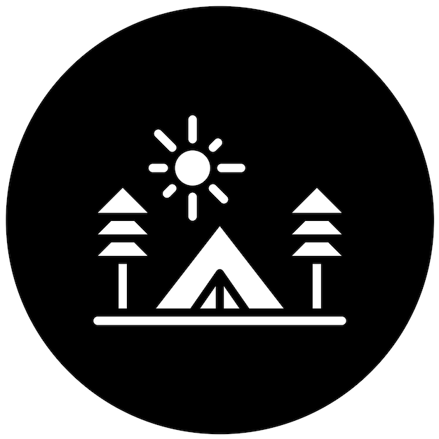 Diseño vectorial Estilo de icono de campamento verde