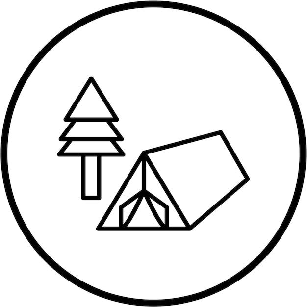 Diseño vectorial Estilo del icono del campamento