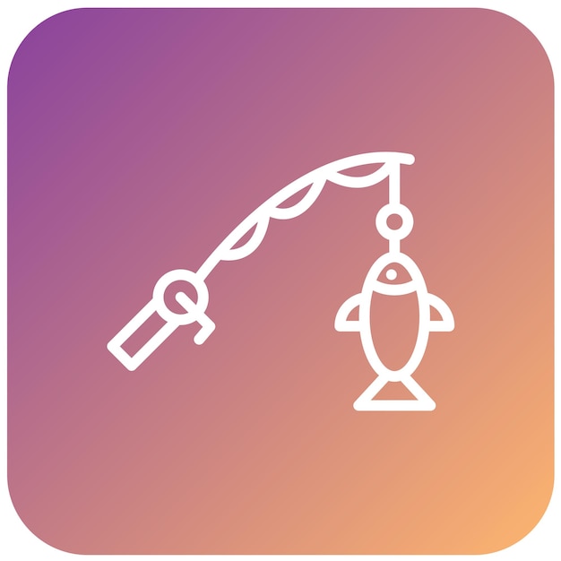 Diseño vectorial del estilo del icono de la caña de pesca