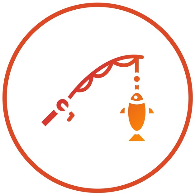 Diseño vectorial del estilo del icono de la caña de pesca