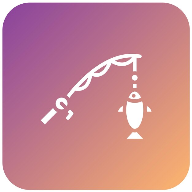 Diseño vectorial del estilo del icono de la caña de pesca