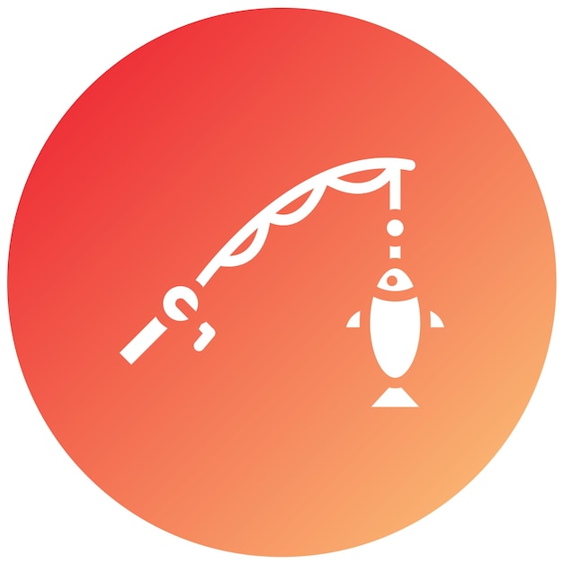 Diseño vectorial del estilo del icono de la caña de pesca