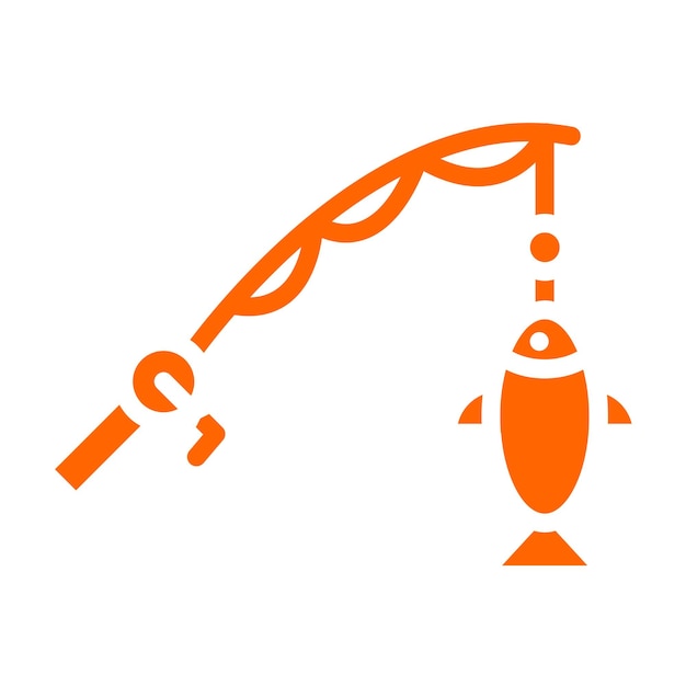 Diseño vectorial del estilo del icono de la caña de pesca