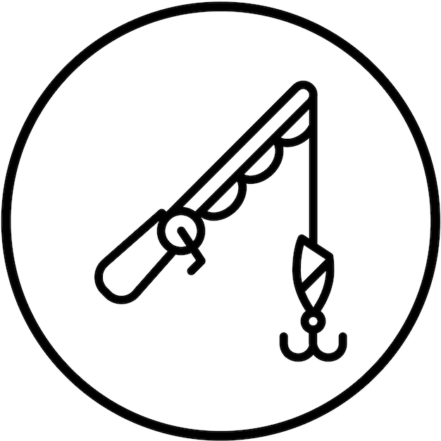 Diseño vectorial Estilo del icono de la caña de pesca
