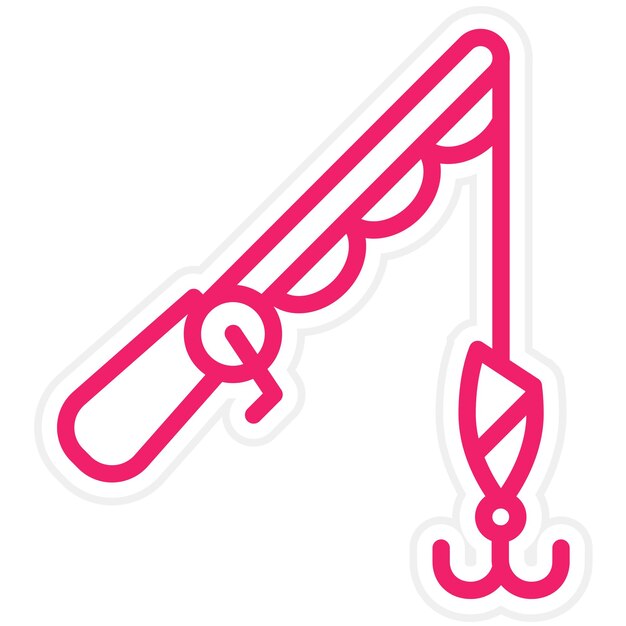 Diseño vectorial Estilo del icono de la caña de pesca