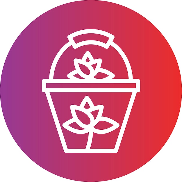 Diseño vectorial Estilo del icono de la canasta de flores