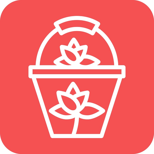 Diseño vectorial Estilo del icono de la canasta de flores