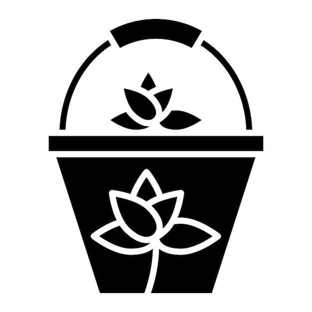 Diseño vectorial Estilo del icono de la canasta de flores