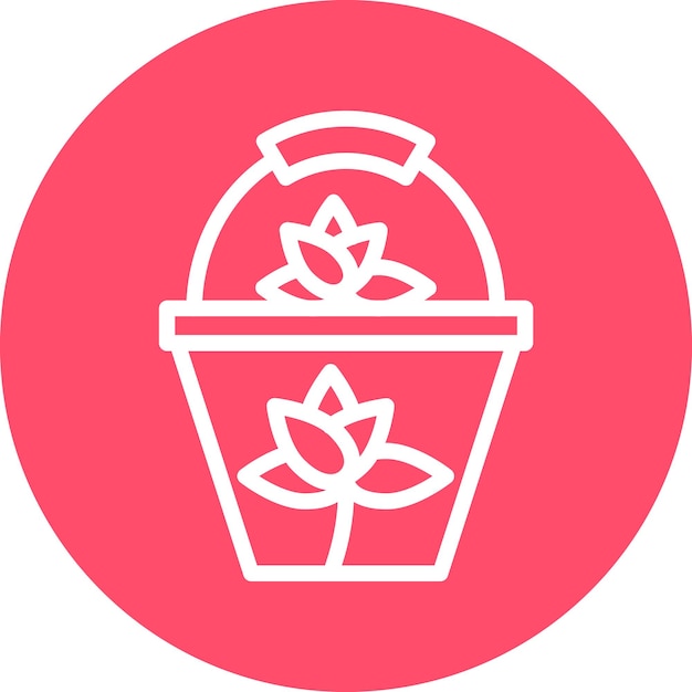 Diseño vectorial Estilo del icono de la canasta de flores