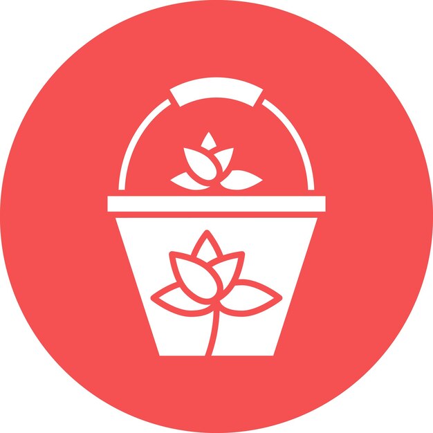 Diseño vectorial Estilo del icono de la canasta de flores