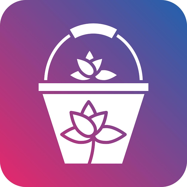 Diseño vectorial Estilo del icono de la canasta de flores