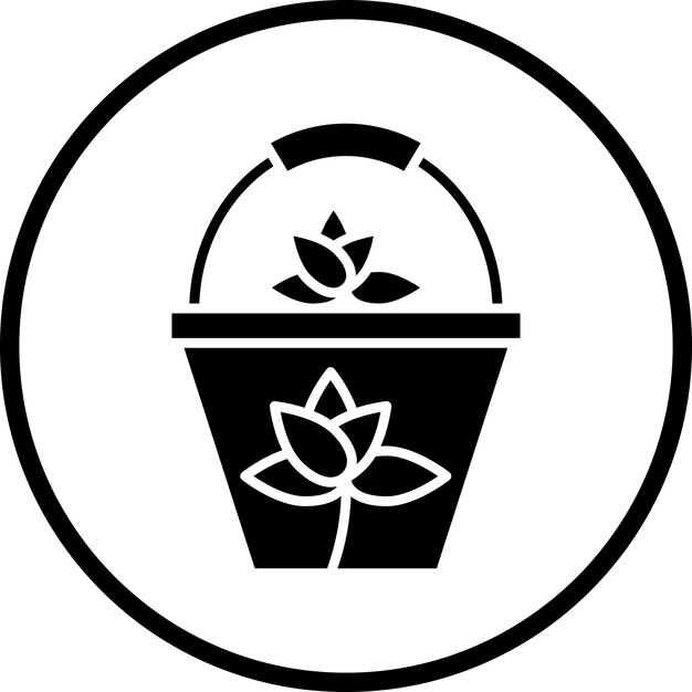 Diseño vectorial Estilo del icono de la canasta de flores
