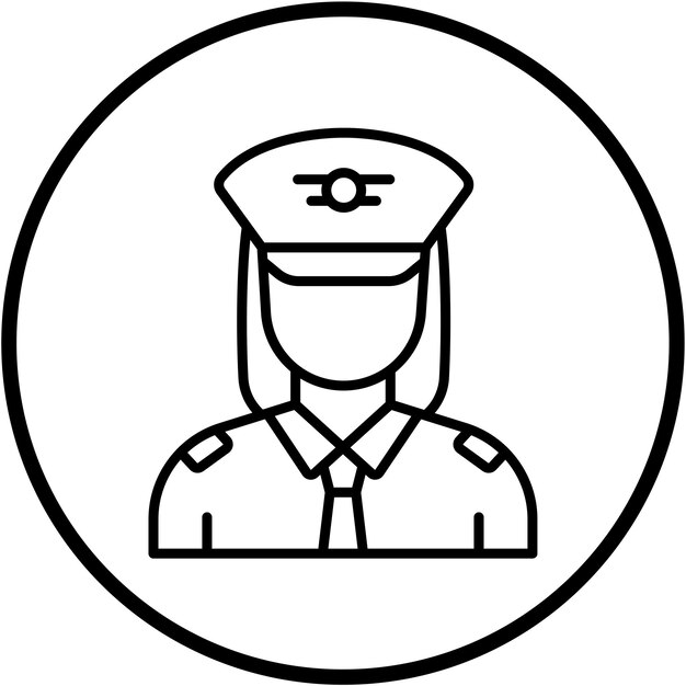 Diseño vectorial Estilo del icono del capitán femenino
