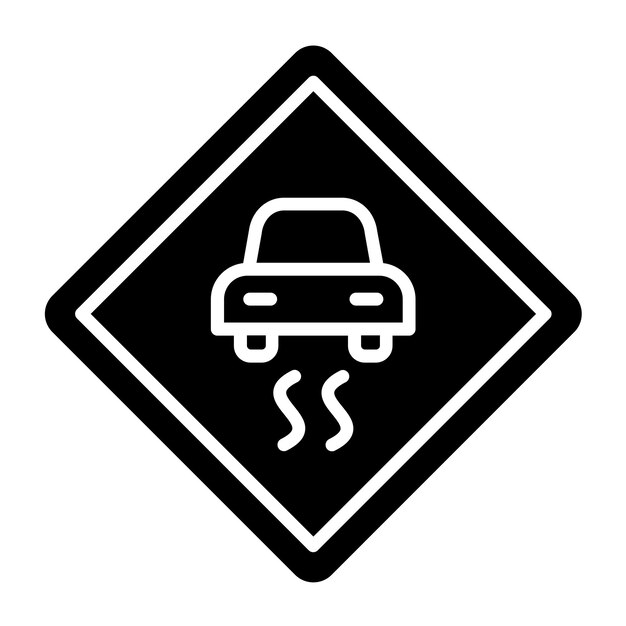 Diseño vectorial Estilo del icono de la carretera resbaladiza