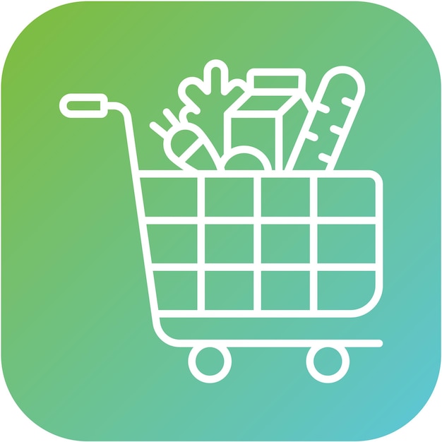 Diseño vectorial del estilo del icono del carrito de alimentos