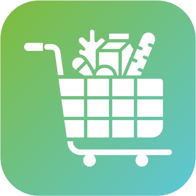 Diseño vectorial del estilo del icono del carrito de alimentos