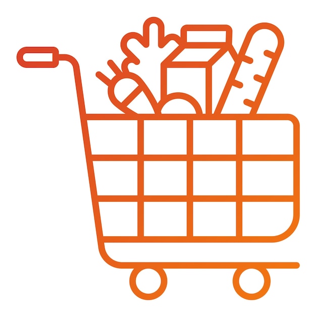 Diseño vectorial del estilo del icono del carrito de alimentos