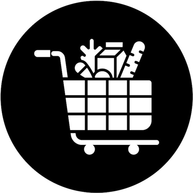 Diseño vectorial del estilo del icono del carrito de alimentos