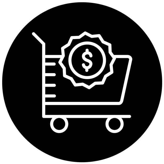 Diseño vectorial del estilo del icono del carrito de dinero