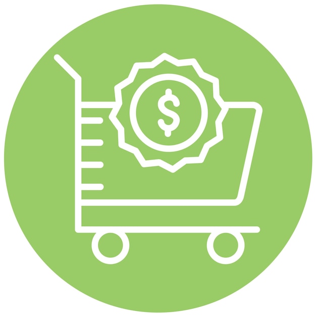 Diseño vectorial del estilo del icono del carrito de dinero