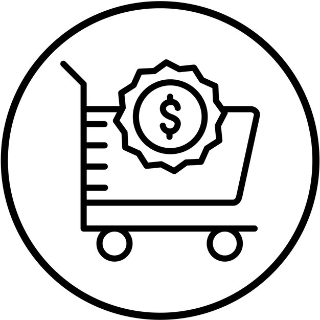 Diseño vectorial del estilo del icono del carrito de dinero