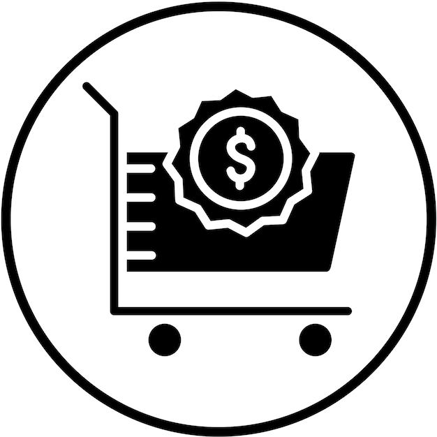 Diseño vectorial del estilo del icono del carrito de dinero