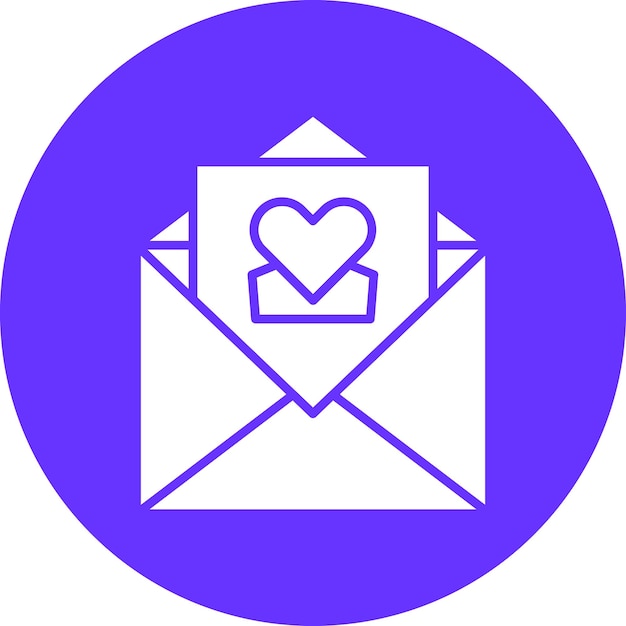 Diseño vectorial del estilo del icono de la carta de amor