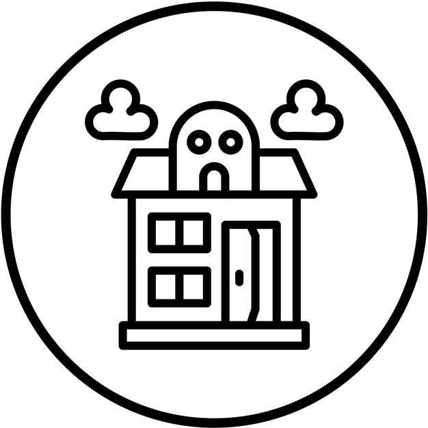 Diseño vectorial Estilo del icono de la casa embrujada