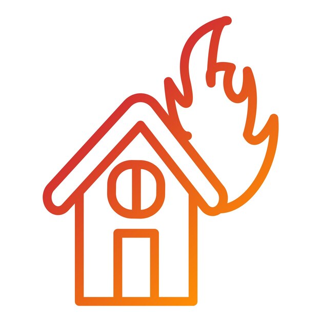 Diseño vectorial Estilo del icono de la casa en llamas