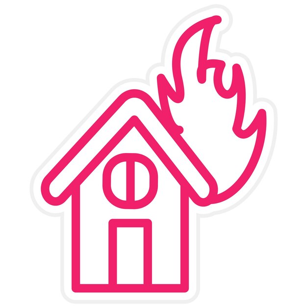 Diseño vectorial Estilo del icono de la casa en llamas