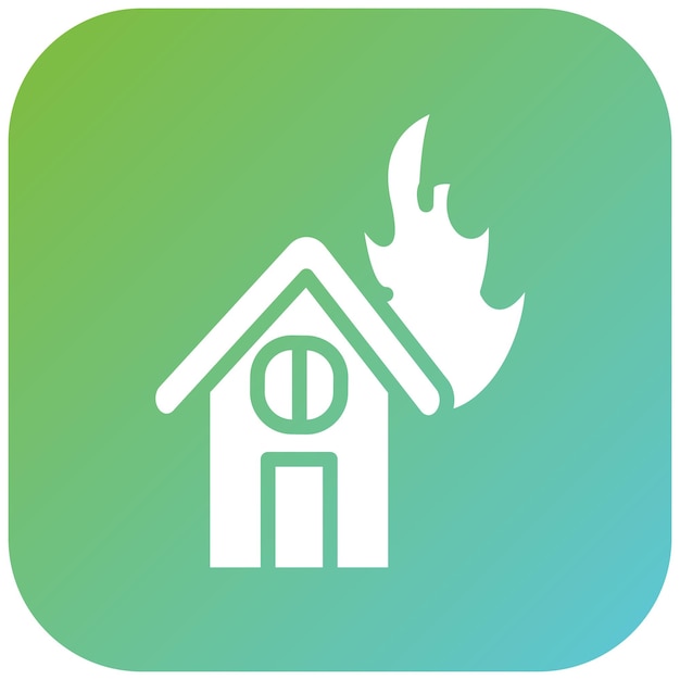 Diseño vectorial Estilo del icono de la casa en llamas